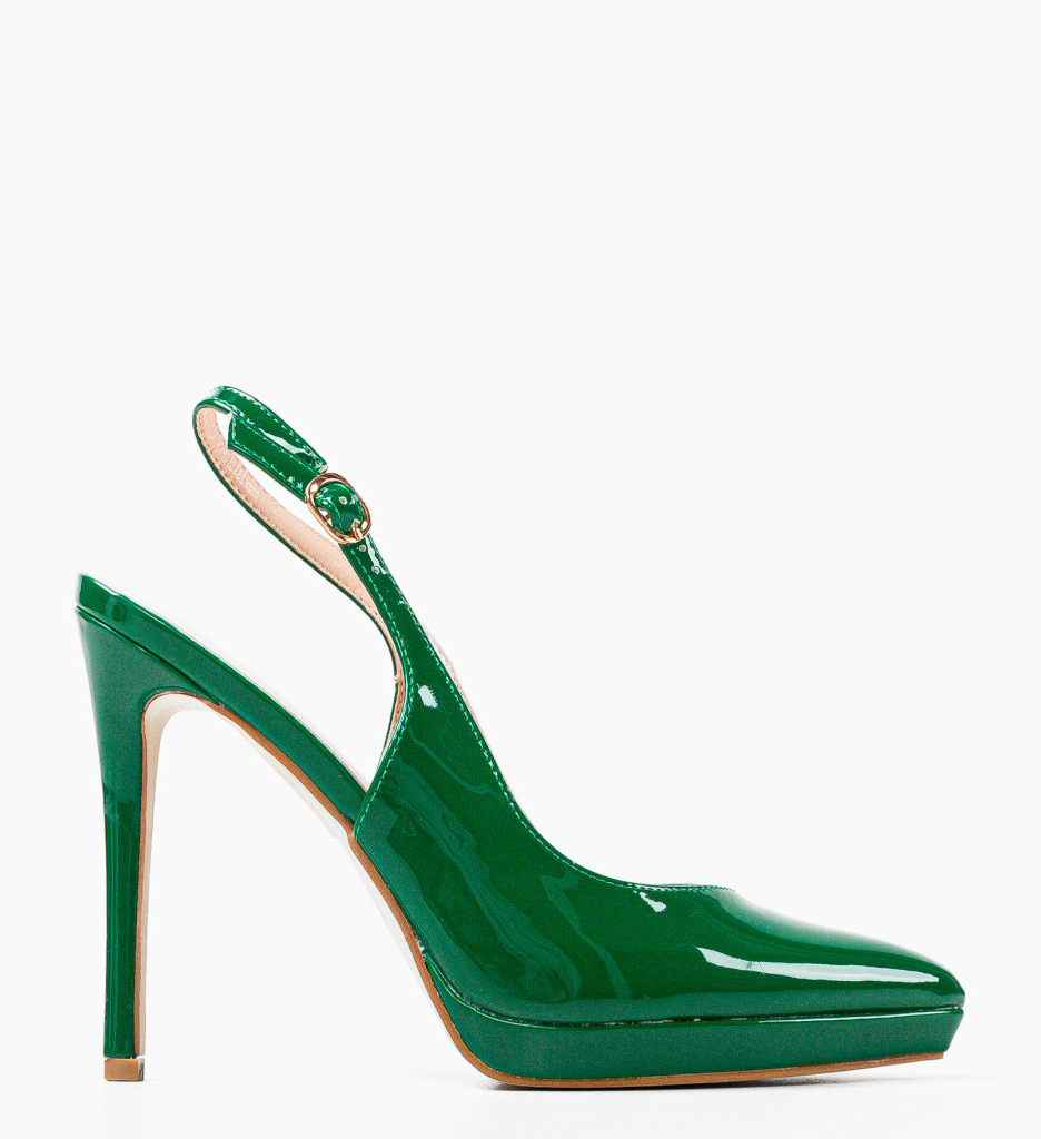 Pantofi Rajendra Verzi cu Toc Eleganți - imagine 4