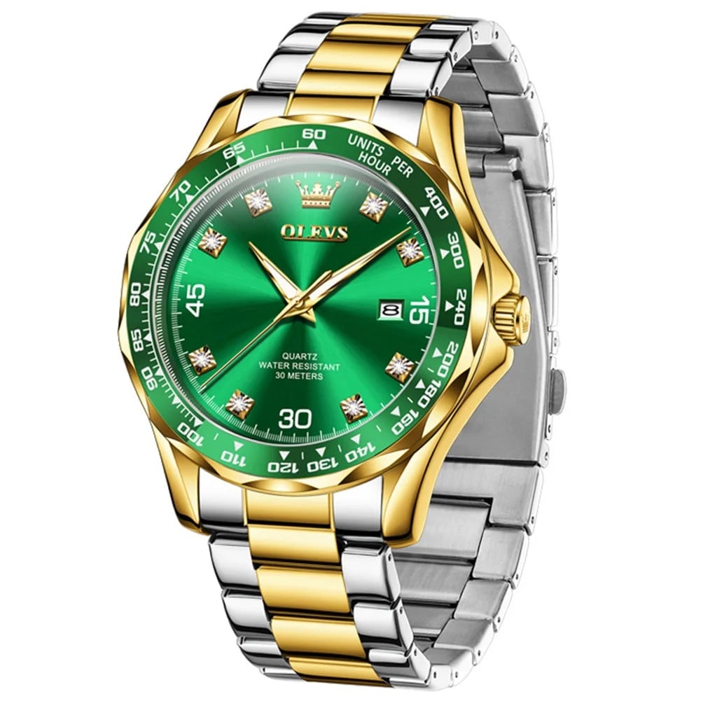 Ceas Barbatesc Olevs Two-Tone, Cadran Verde
