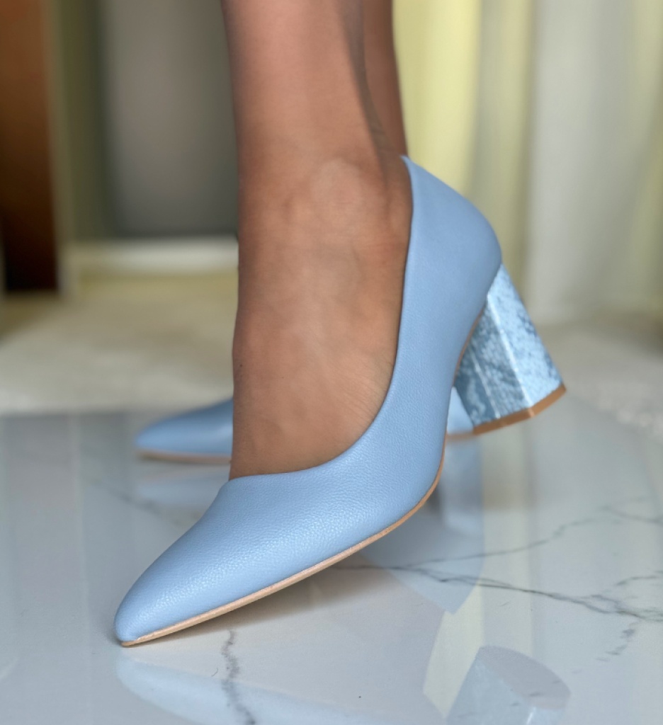 Pantofi Dama Jaylen Albaștri cu Toc Eleganți