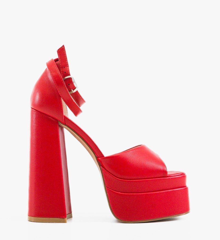 Sandale Dama Tidis Rosii Elegante cu Toc - imagine 6