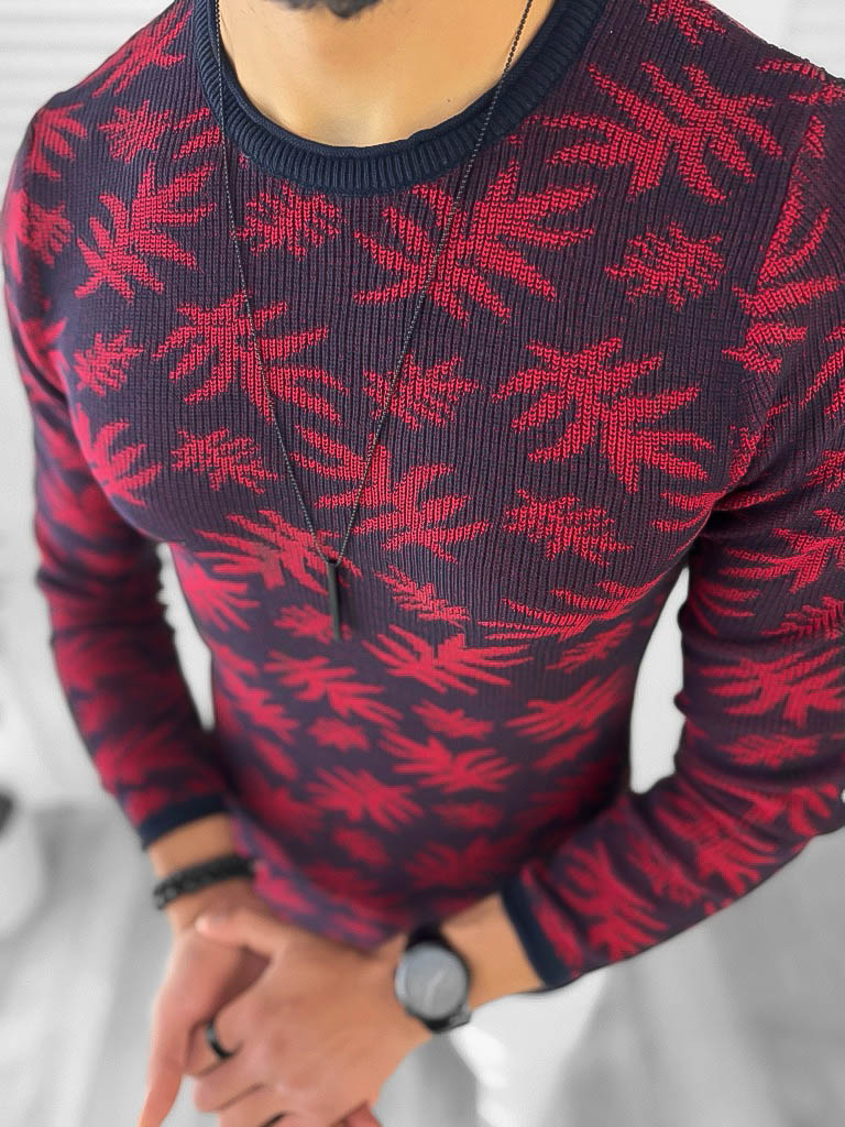Pulover Barbati Grena Slim Fit Elegant