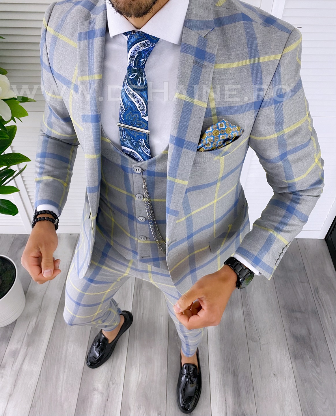 Costum Slim Fit Barbati - Vesta si Pantaloni Elegante