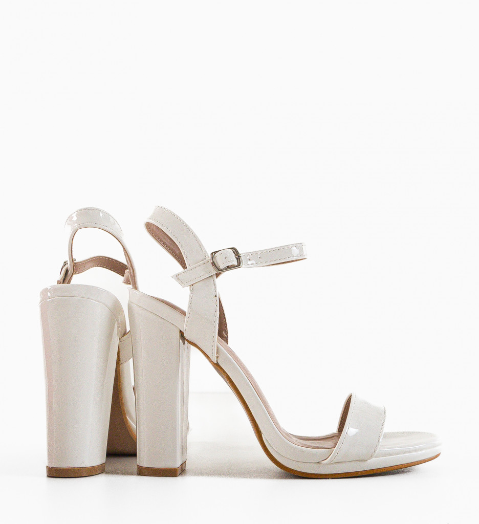 Sandale cu toc Najm Albe Elegante - imagine 5