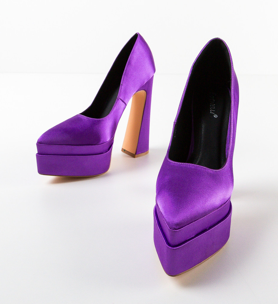 Pantofi Carweb Mov Eleganți cu Toc - imagine 6