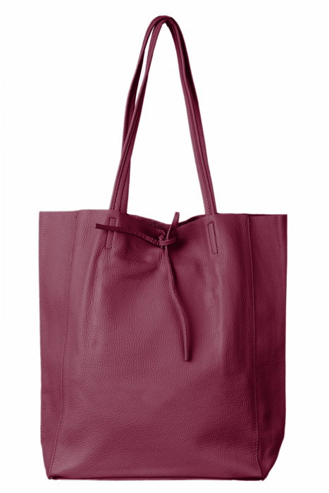 Geantă Shopika Piele Naturală Magenta