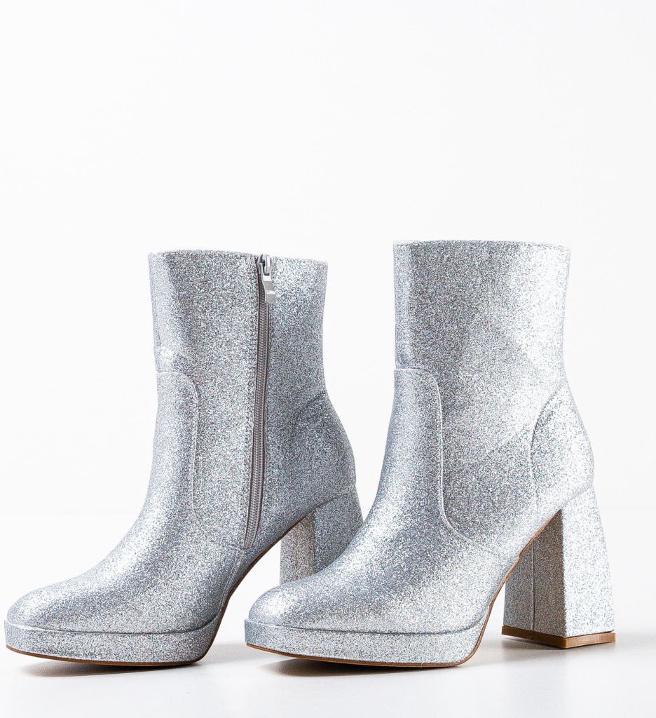 Botine Dama Jazzo Argintii - Eleganta Stil - imagine 5