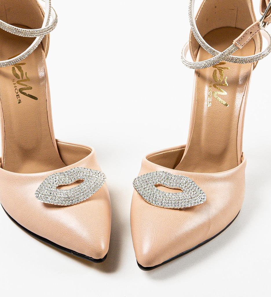 Pantofi cu Toc Dama Kiss Bej Eleganți - imagine 5