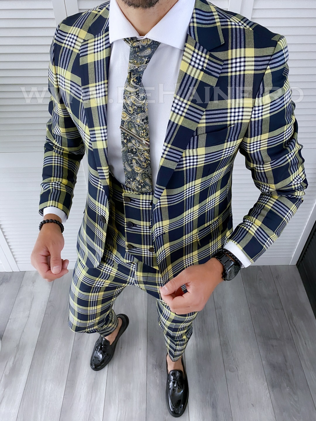Costum Barbati Slim Fit cu Vesta B4225