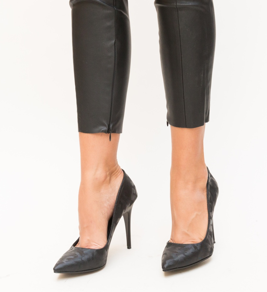 Pantofi Sovie Negri cu Toc Eleganți - imagine 4