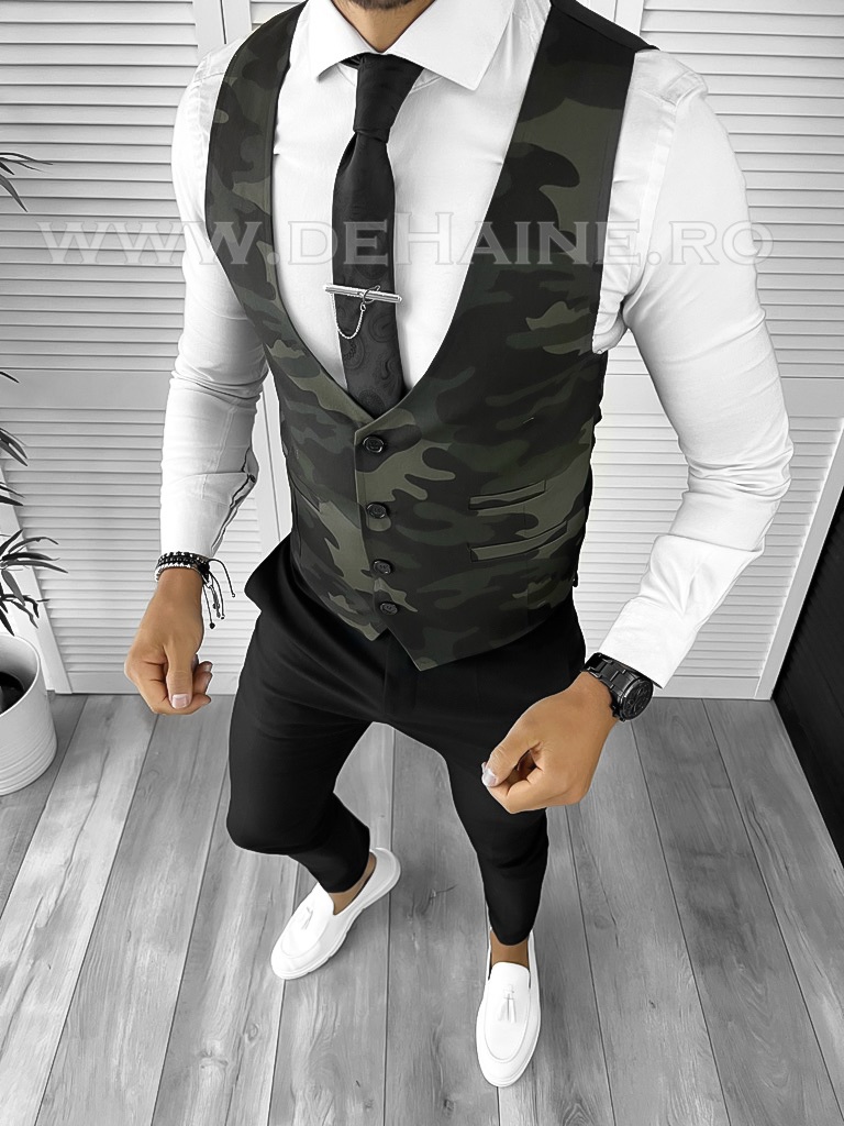 Vesta Barbati Eleganta Slim Fit Camuflaj