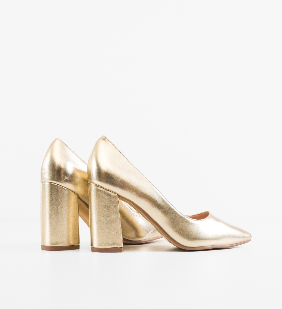 Pantofi Dama Aisha Aurii cu Toc Eleganți - imagine 5