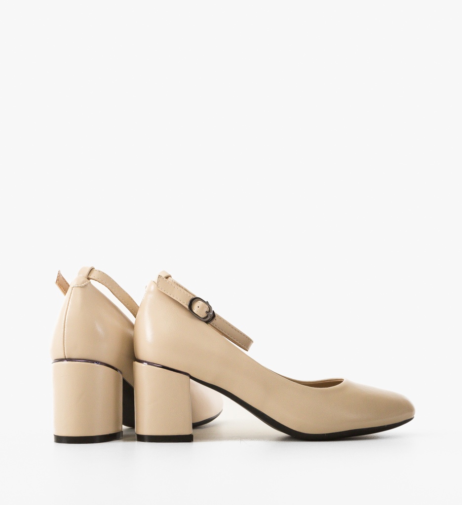 Pantofi Lallo Bej cu Toc Eleganți - imagine 2