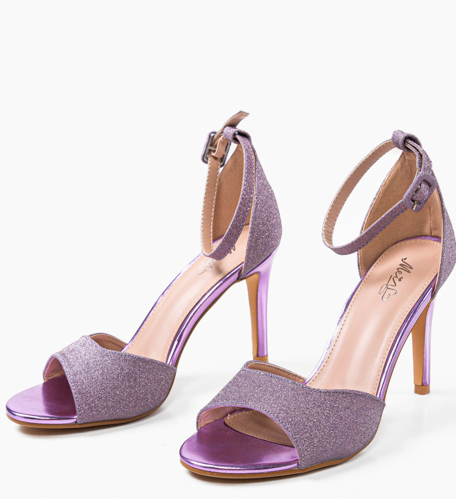 Sandale Nessan Mov Elegante cu Toc - imagine 5