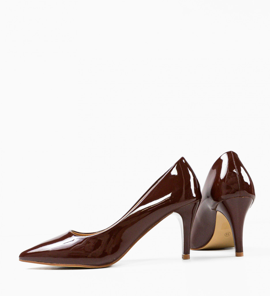 Pantofi Plevna Maro Eleganți cu Toc - imagine 8