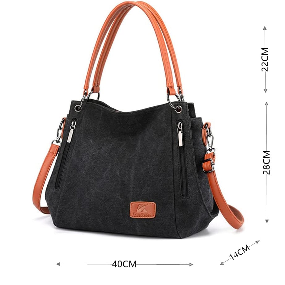 Geanta Dama Delis Lupita, Textil Neagra, Spațioasă - imagine 3