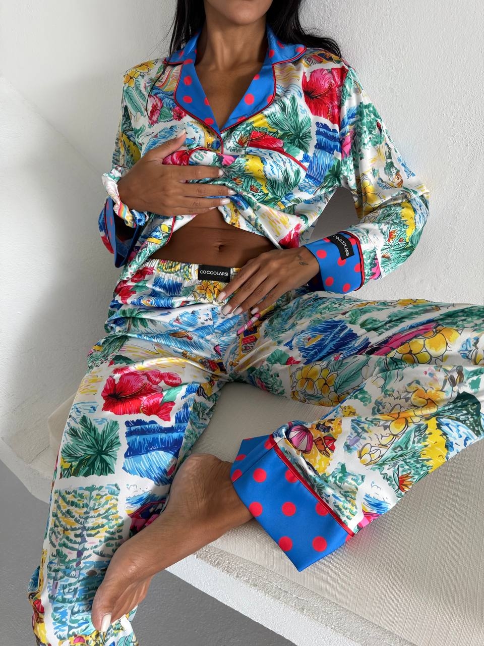 Pijama 2 piese Delis satin mat, confort premium - imagine 4