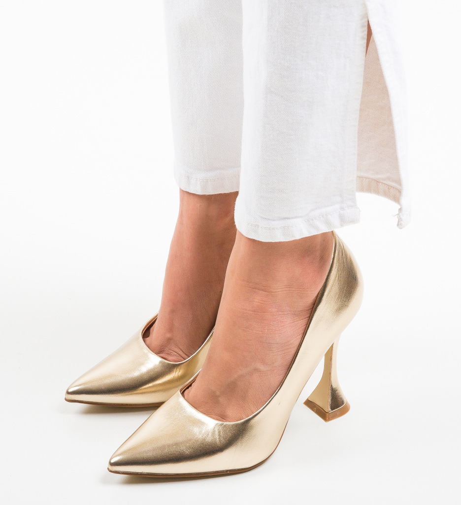 Pantofi Lena Aurii cu Toc - Eleganță și Stil - imagine 4