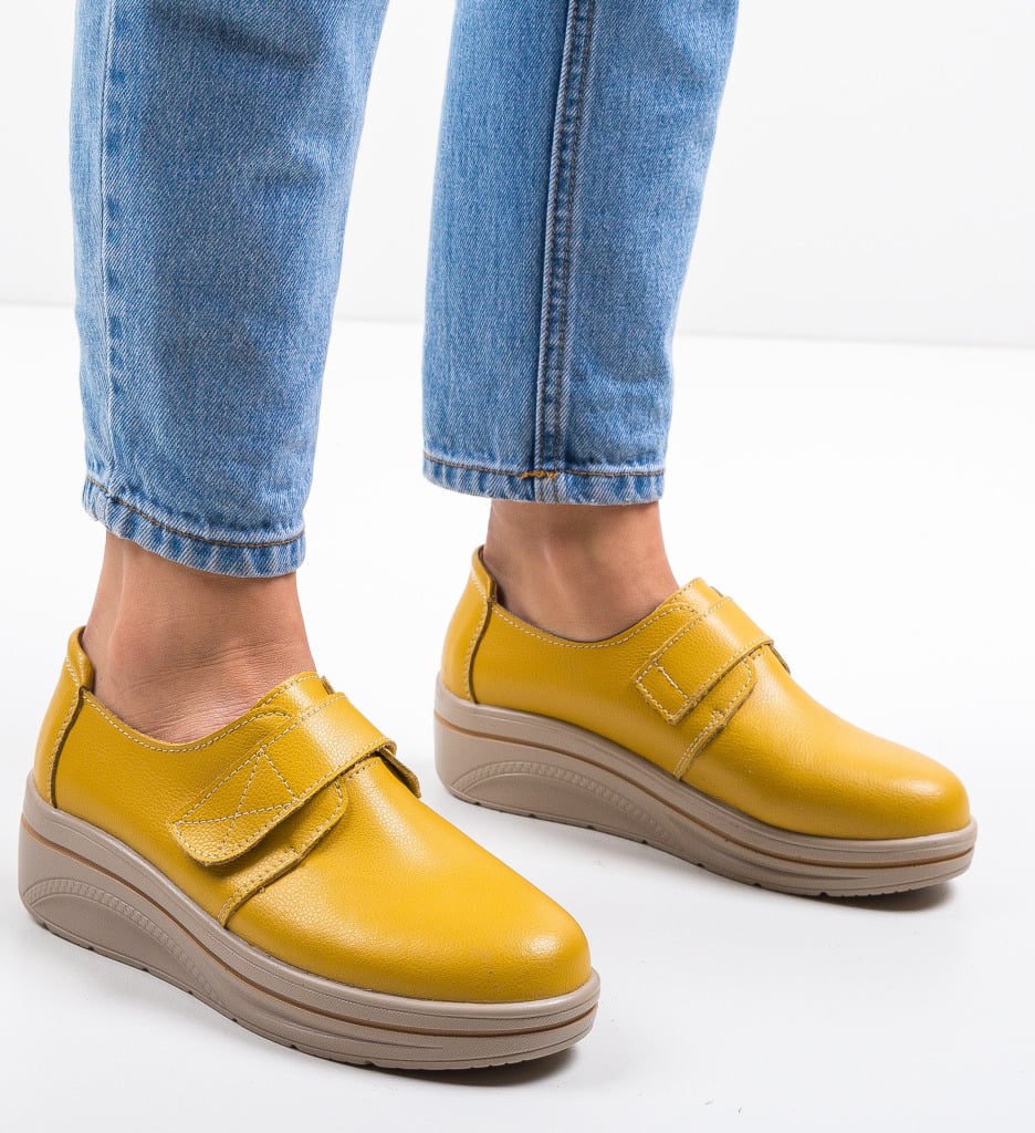 Pantofi Onionte Galbeni | Stil Casual Confortabil - imagine 3