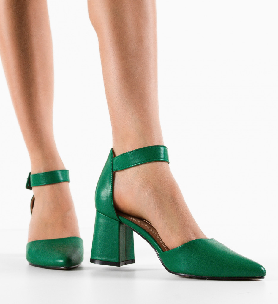 Pantofi Dama Avitus Verzi cu Toc Eleganți - imagine 2