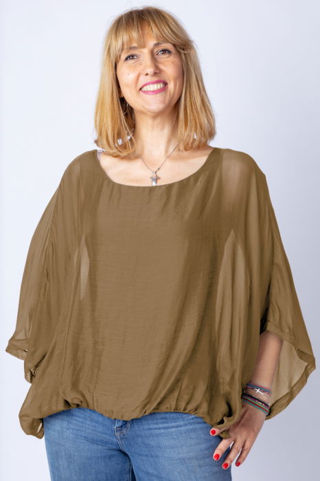 Bluza Camel Shopika | Eleganta din Matase si Vascoza