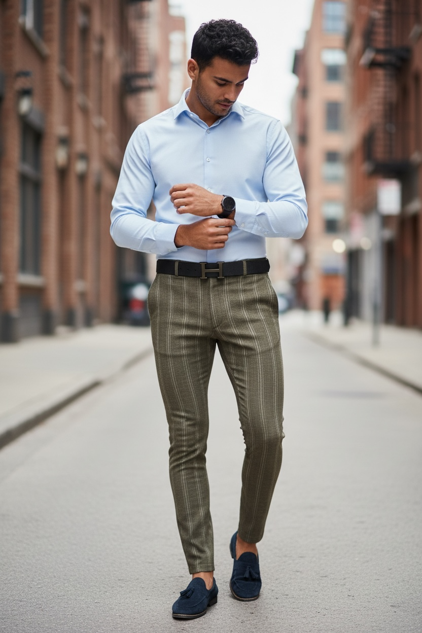 Pantaloni Barbati Eleganti Kaki in Dungi | Stil & Confort - imagine 2