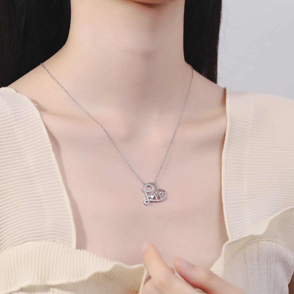 Lanțisor Argint Delis Model Love | Placat cu Rodiu - imagine 2