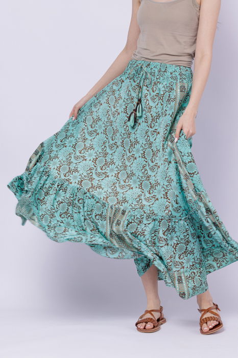 Fusta Bohemian Soul cu Volane Matase - imagine 1