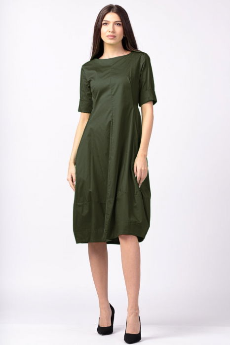 Rochie Kaki Poplin Bumbac Shopika | Elegantă