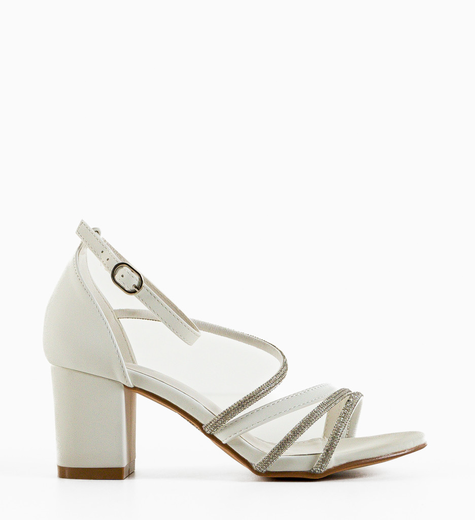 Sandale Lynia Albe cu Toc Elegant - imagine 3