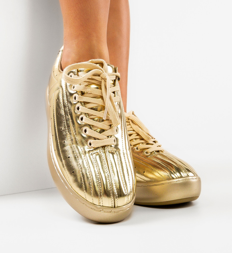 Sneakers Dama Golgar Aurii - Eleganță și Stil - imagine 3