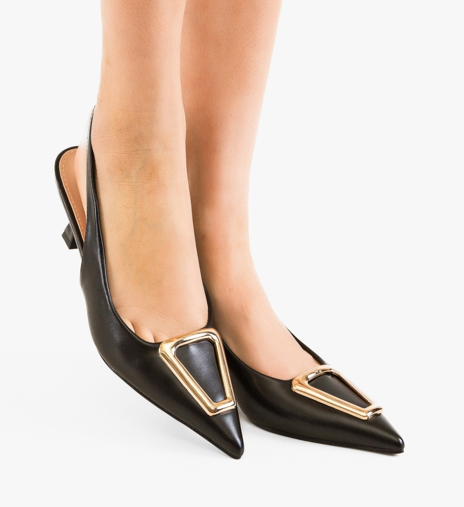 Pantofi Toc Eleganți Harri Negri - Stil Refined - imagine 2