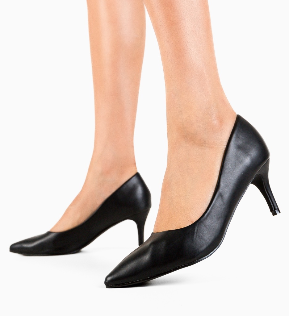 Pantofi Rikea Negri Eleganți cu Toc