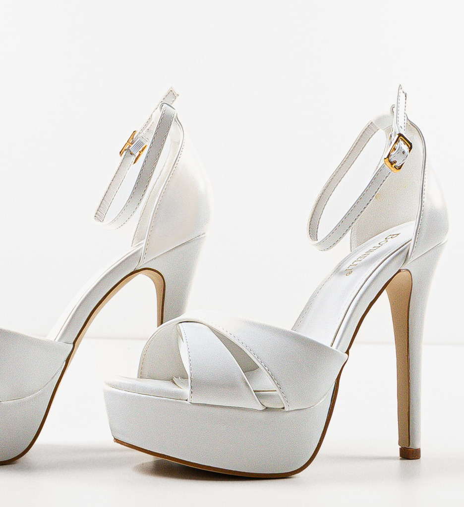 Sandale cu Toc Foja Albe - Eleganta si Stil - imagine 6