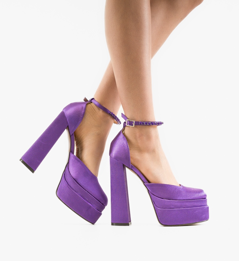 Pantofi Rahim Mov cu Toc Eleganți