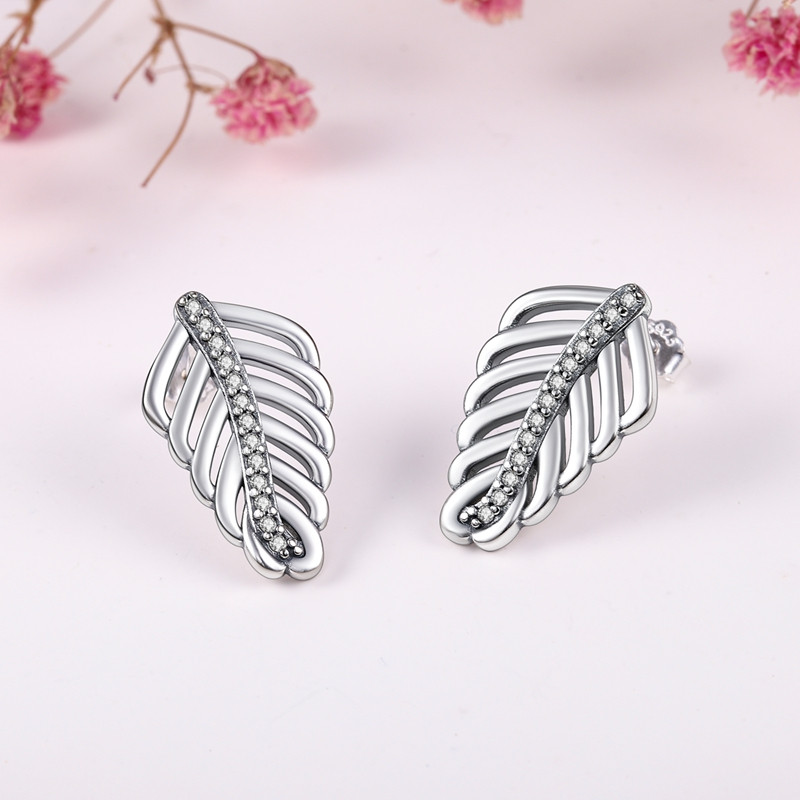 Cercei Argint Amanda Model Frunza cu Zirconiu - imagine 3