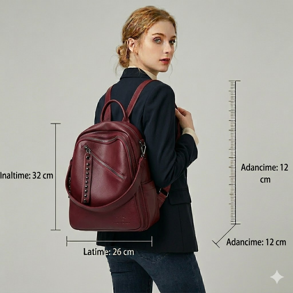 Rucsac Dama Pfy Hayden GT1338 Bordo Elegant - imagine 2