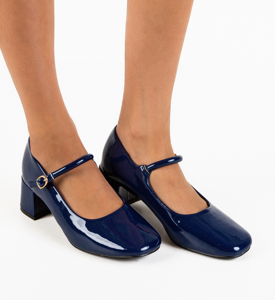 Pantofi Bebewa Albastri Eleganți cu Toc - imagine 3