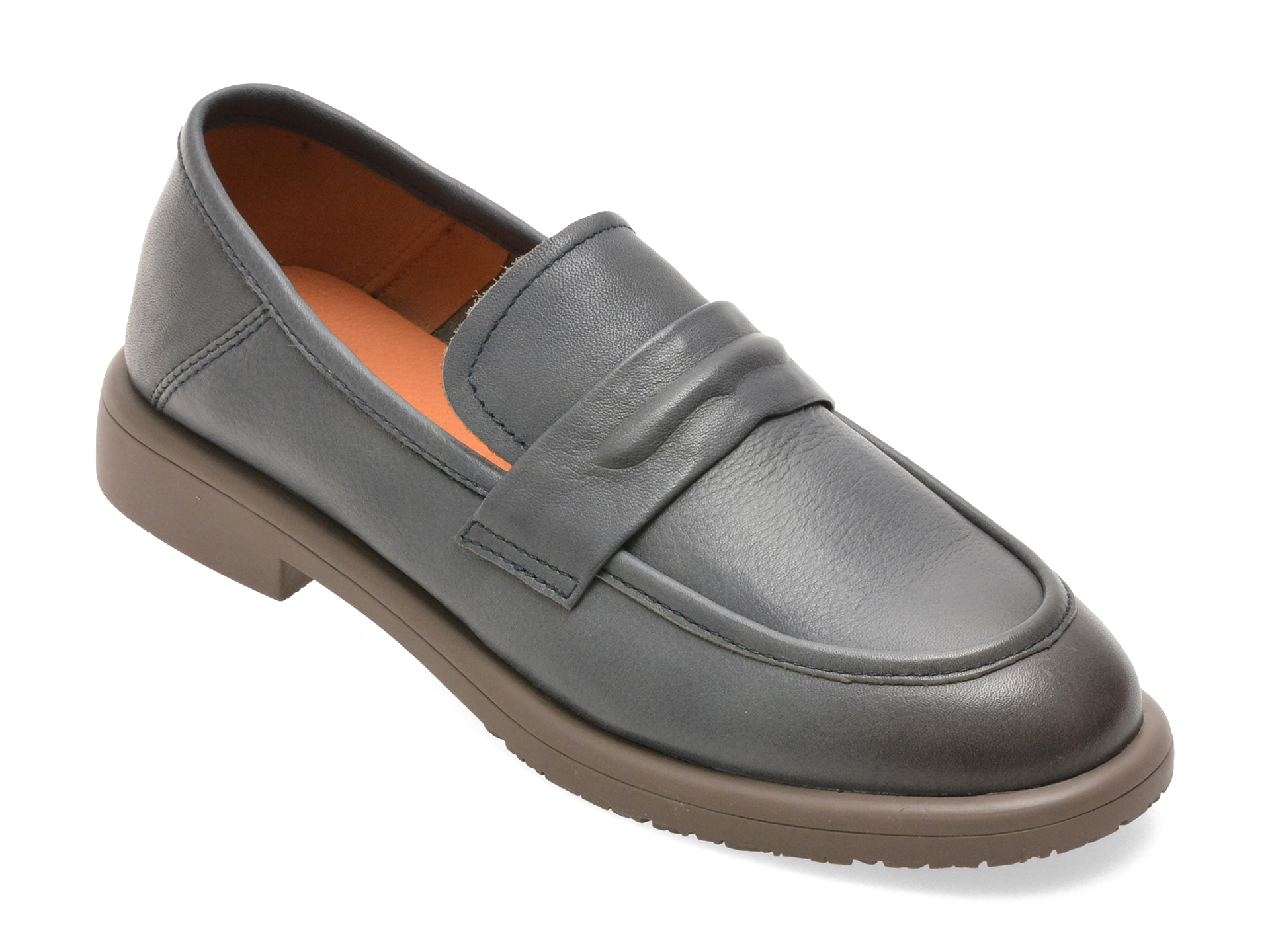 Mocasini IMAGE gri din piele naturală
