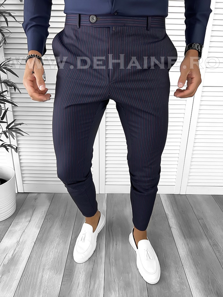Pantaloni Barbati Elegant Bleumarin 100% Bumbac