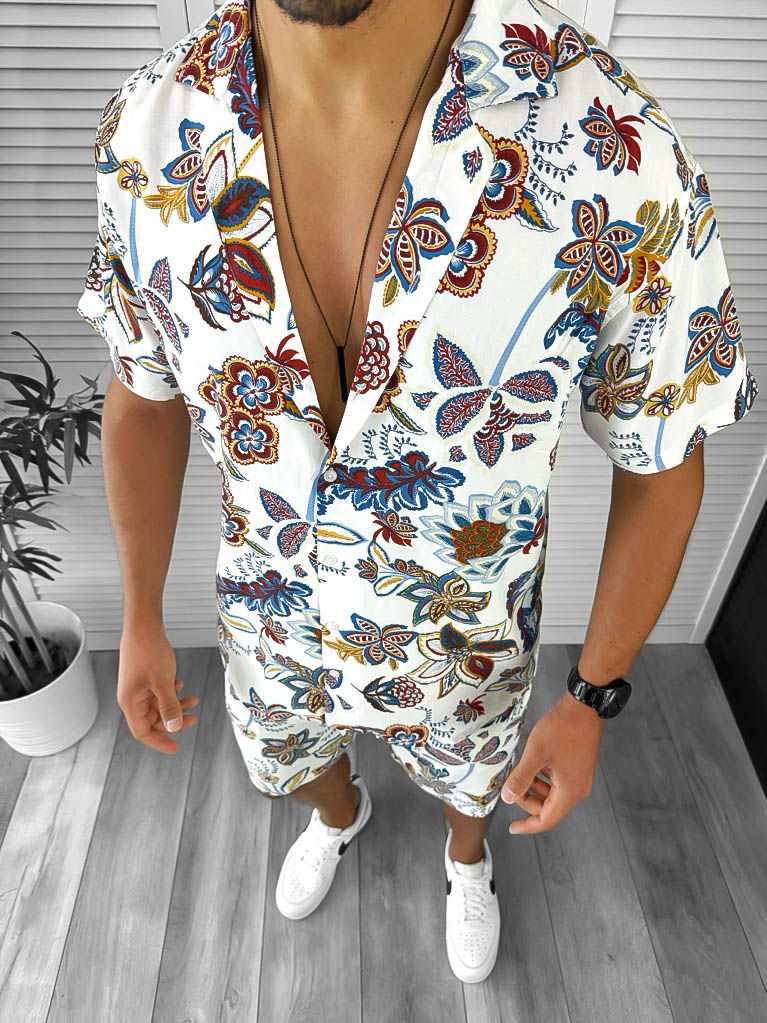 Compleu Vara Barbati Camasa Imprimeu + Pantaloni