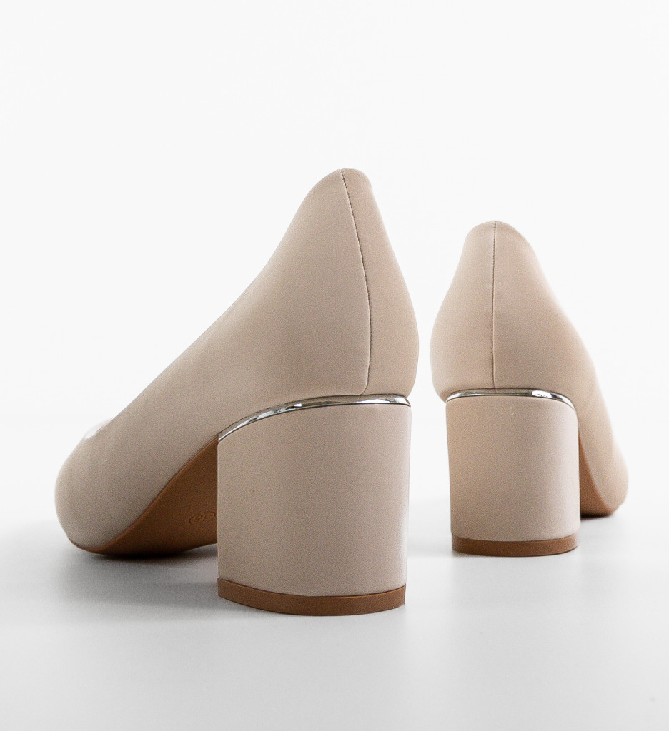 Pantofi Dama Berry Bej cu Toc Eleganti - imagine 6