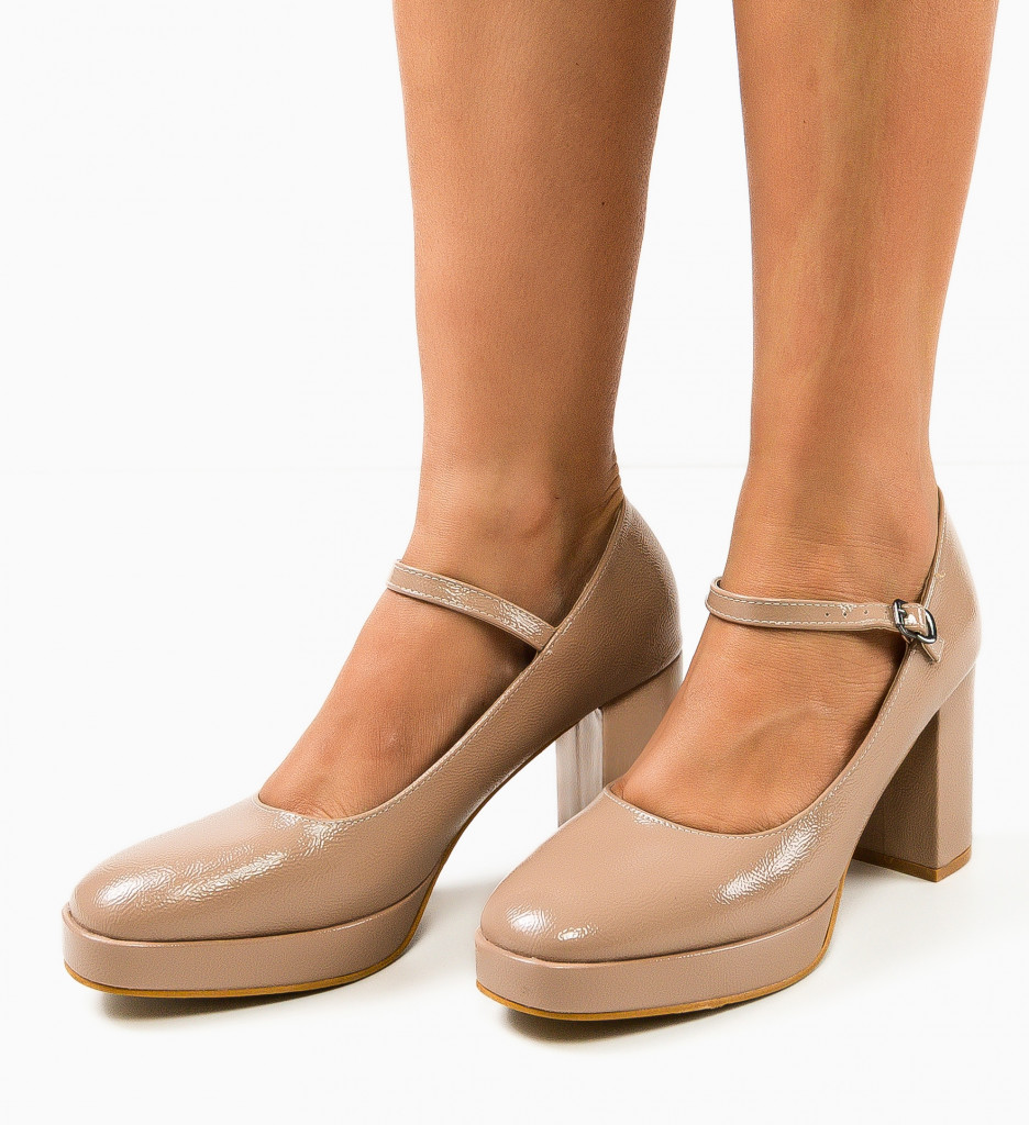 Pantofi dama Pugh Bej cu toc elegant