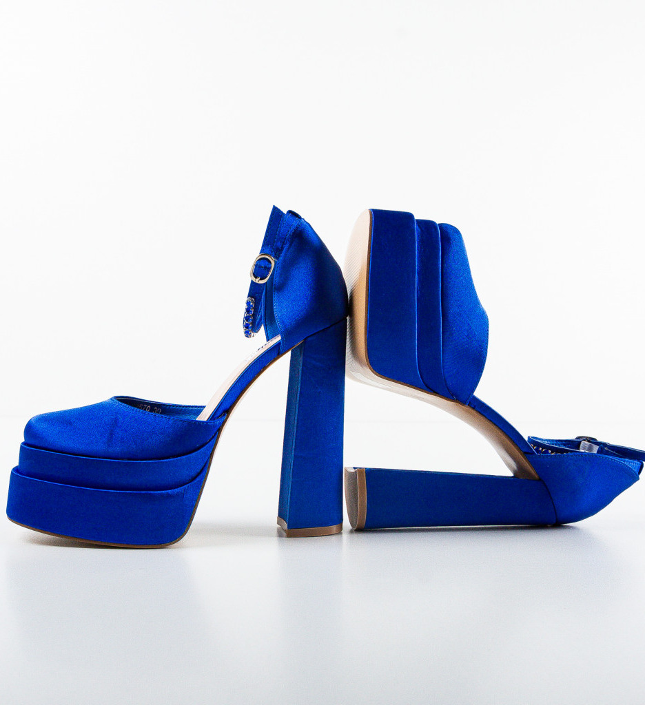 Pantofi Sarah Albastri cu Toc Eleganți - imagine 7