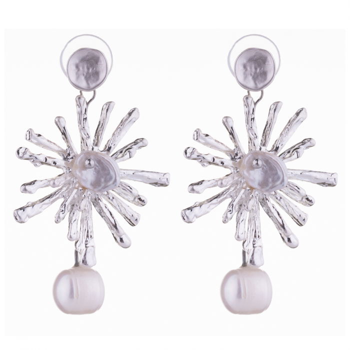 Cercei Soare cu Perle Shopika - Eleganță Stilizată