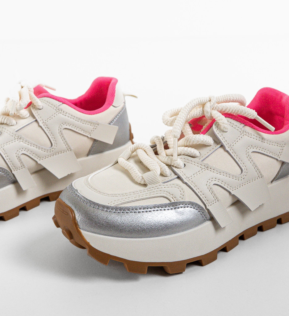 Sneakers Dama Broskmas Argintii - Stil si Confort - imagine 7