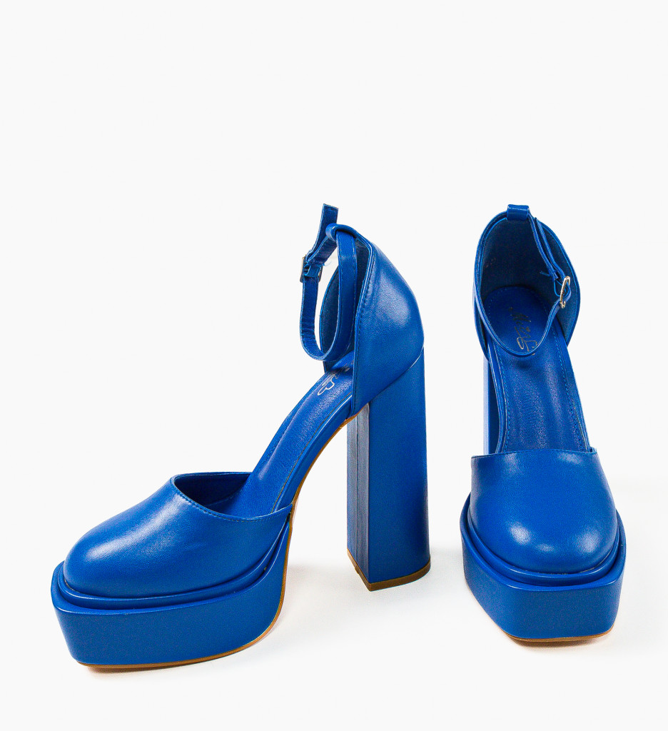 Pantofi dama Hanke Albastri cu Toc Eleganți - imagine 6