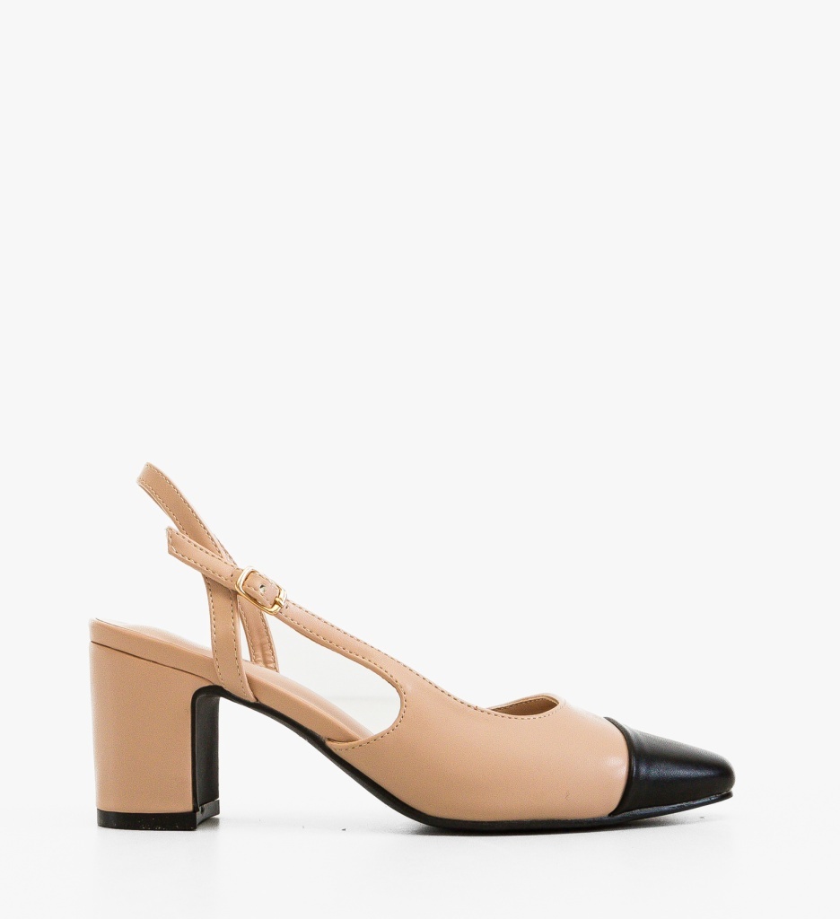 Pantofi dama Miles Nude eleganți cu toc - imagine 3