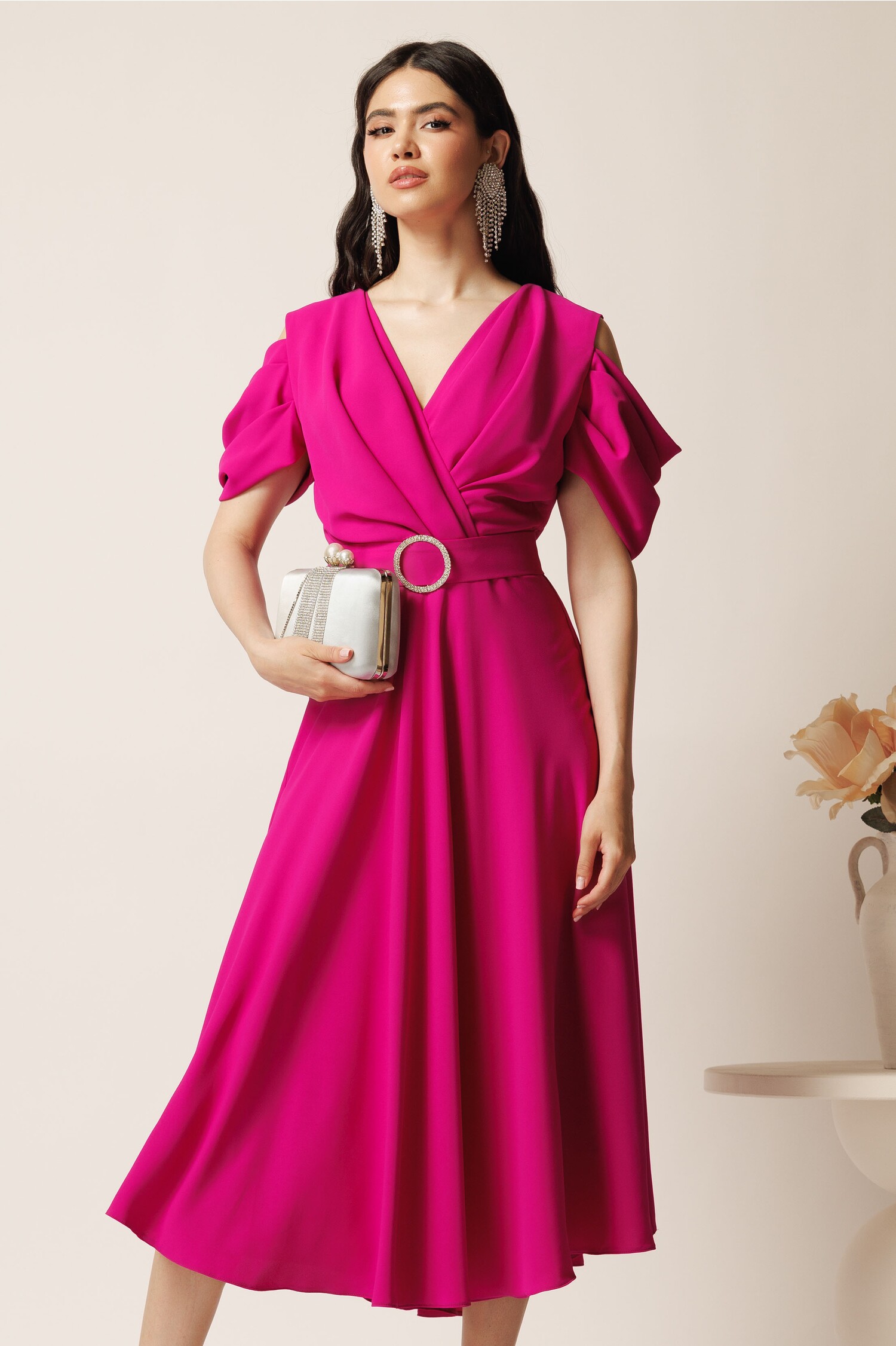 LaDonna Rochie Midi Magenta Voal | Cununie Civilă