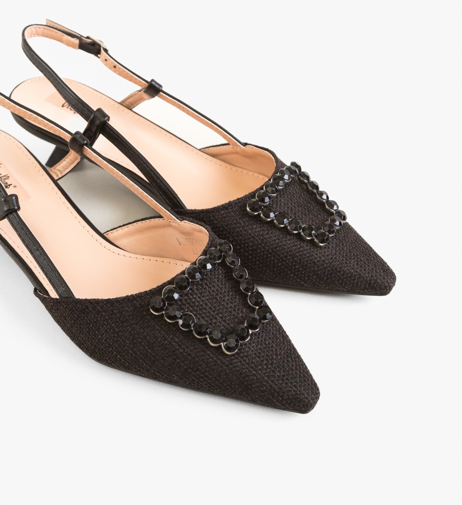 Pantofi Negri Dama Eleganți cu Toc - imagine 7