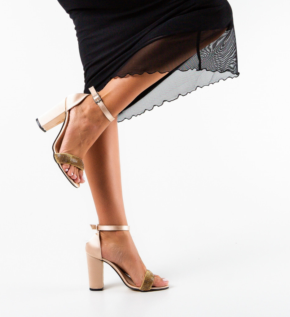 Sandale Hester Bej cu Toc Elegant - imagine 2